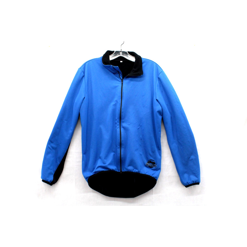 Ride On Cycling Jacket Mens Medium Blue Black Thermal Logo Pockets Full Zip
